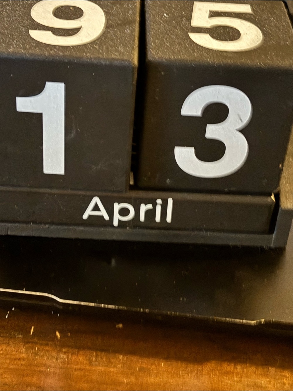 Black Perpetual Block Calendar with White Numbers